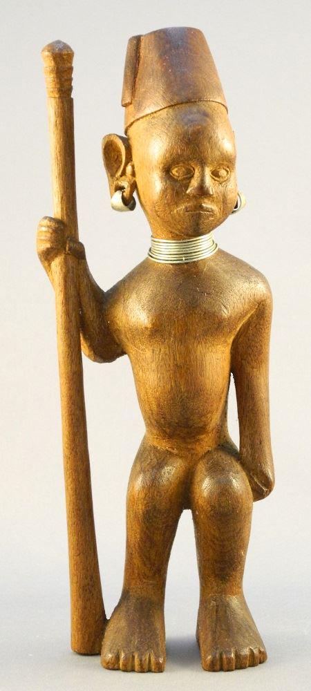 Colonial African Carved Wood Figure, 8 3/4" high. (1 of 3)