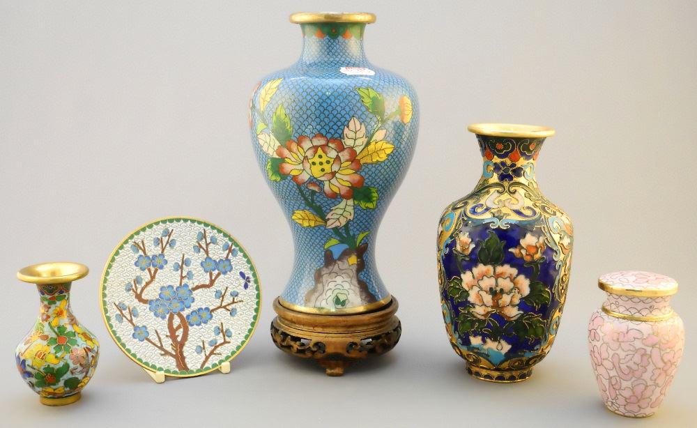 4 20th Century Various Pieces Cloisonne, 7 1/2" high. (1 of 2)