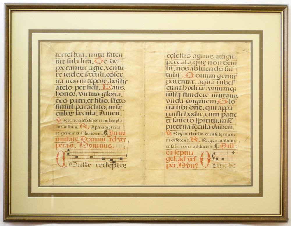 15th Century Parchment Liturgical Sheet Music, 18" x 26 (1 of 3)