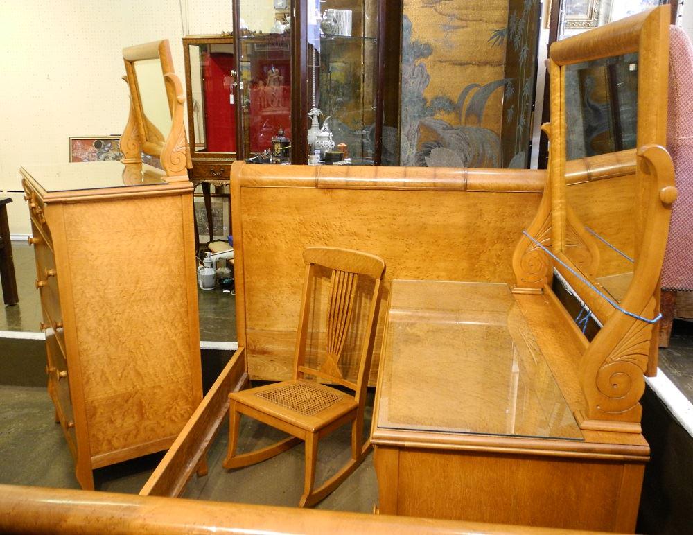 Birdseye Maple Bedroom Suite, 4 pieces, Double size bed (1 of 4)