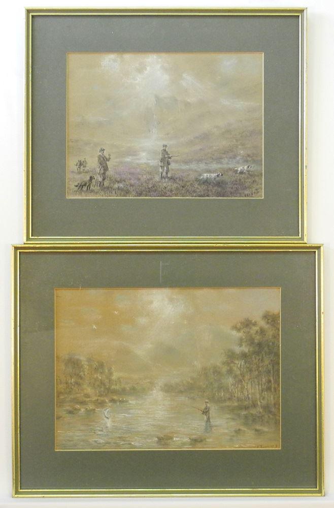 2 Indistinctly Signed Pastel Sketches, 9" x 12", (1 of 7)