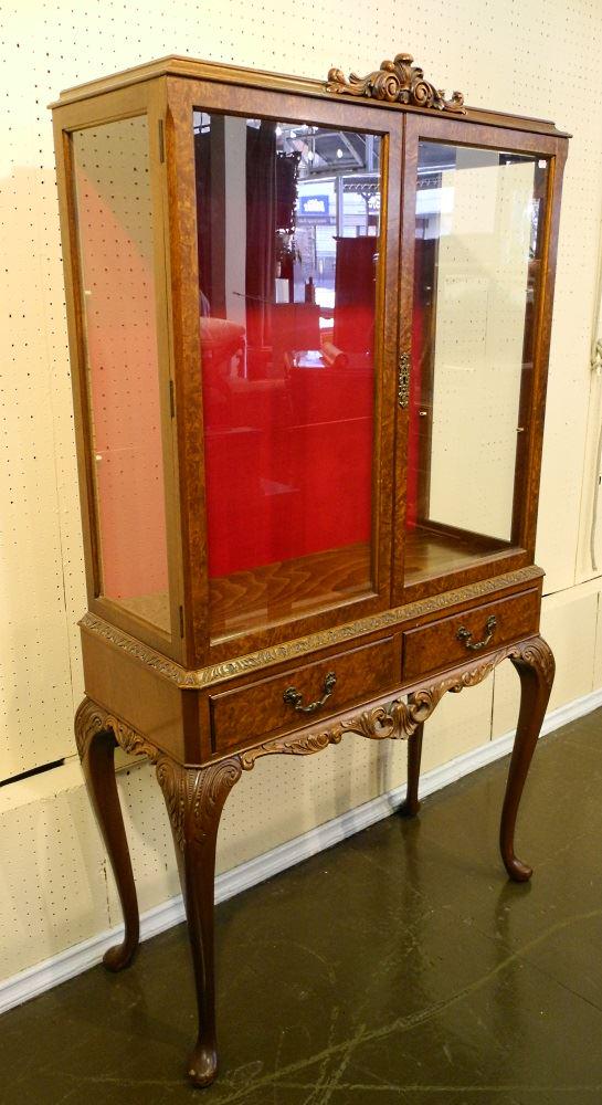 Queen Anne Style Walnut China Cabinet. (1 of 3)