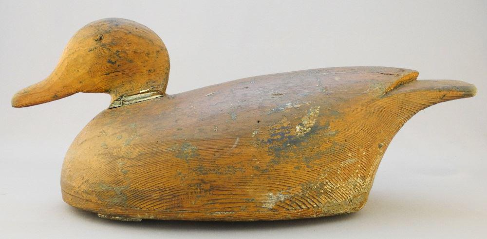 Vintage Carved & Painted Wood Working Duck Decoy, 16" (1 of 2)