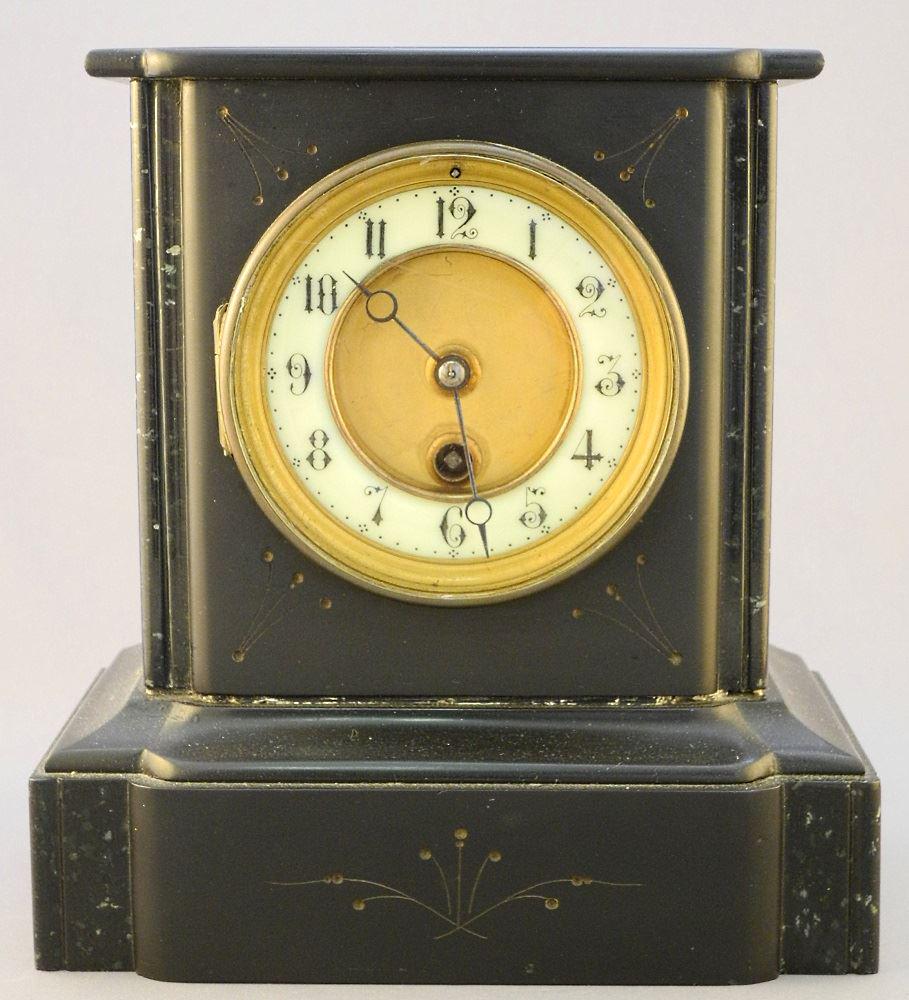 Eastlake Slate Mantle Clock, 8 1/2" high. (1 of 6)