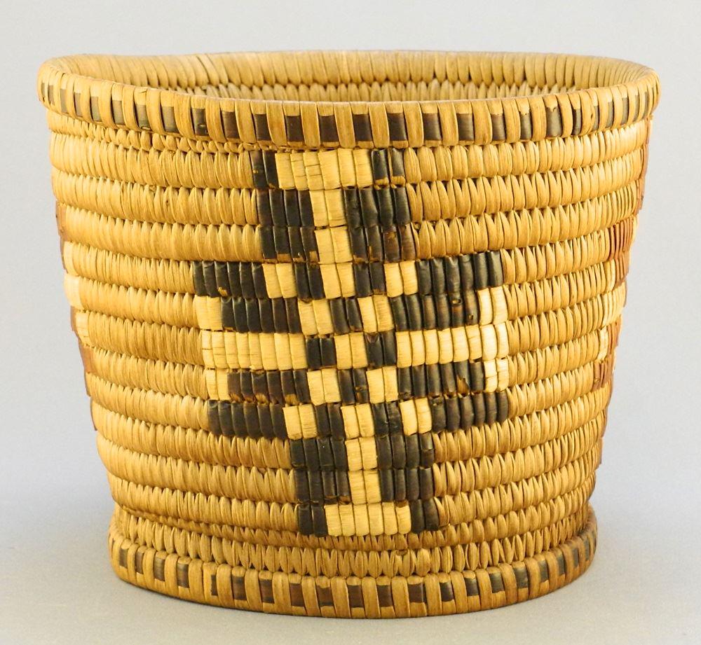 Salish Basket Imbricated with Cruciform Design, 5 1/4" (1 of 8)