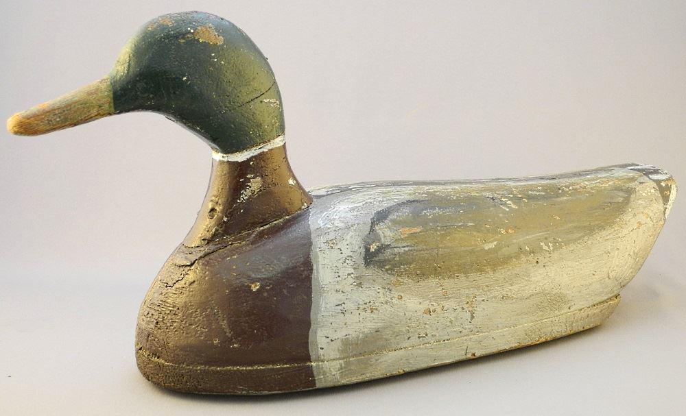 Vintage Carved & Painted Wood Working Duck Decoy, 18" (1 of 2)