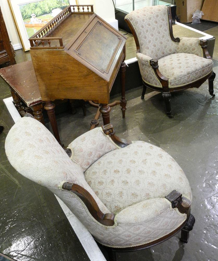 Pair of late 19th Century Rosewood Armchairs with Bolt (1 of 3)