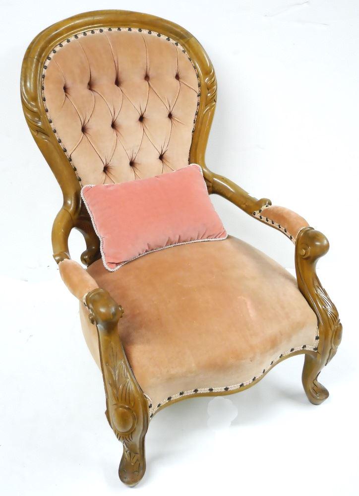 Victorian Mahogany Fireside Chair. (1 of 4)