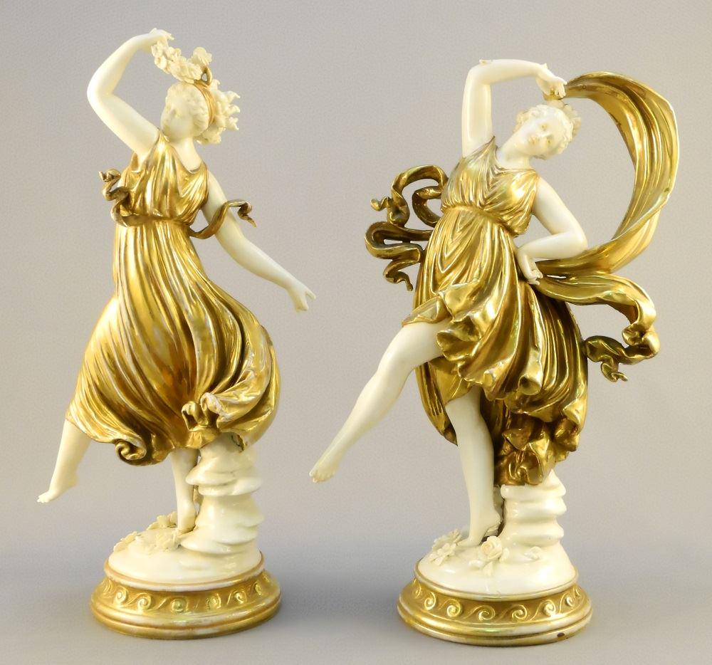 Pair of Capo di Monte Gilt porcelain Figures, (1 of 5)