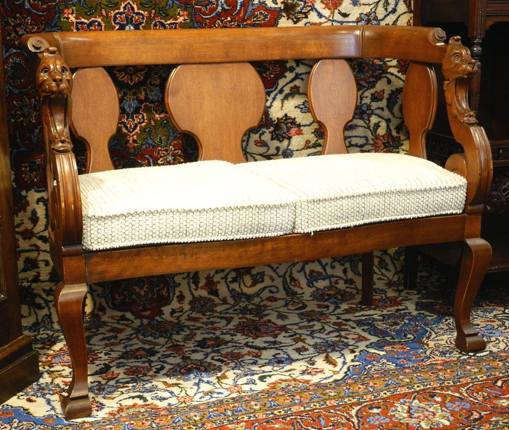 Circa 1900 Carved Hardwood Entranceway Bench. (1 of 4)