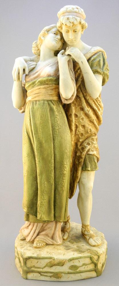 Royal Dux Porcelain "Wedded" Figure, 19 1/4" high.: Royal Dux Porcelain "Wedded" Figure, 19 1/4" high.