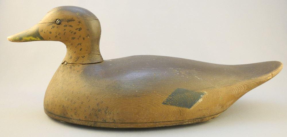 Vintage Carved & Painted Wooden Working Duck Decoy, 18" (1 of 8)