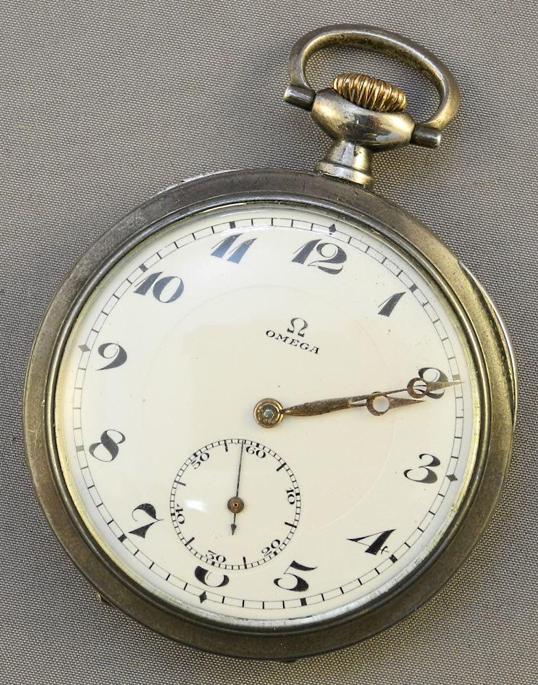 Omega .900 Silver Cased Pocket Watch, 2 1/2" high. (1 of 4)