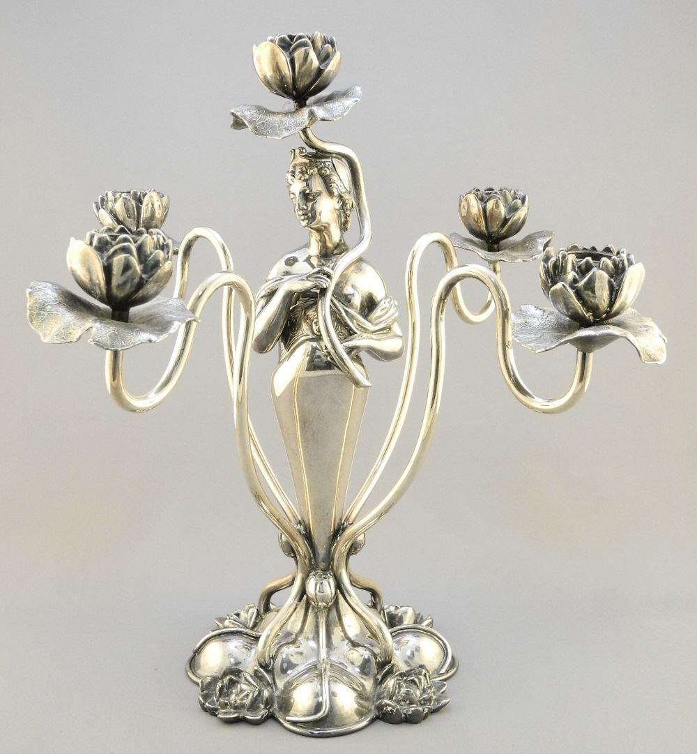 Meriden Company Art Nouveau Silver Plated Candelabra, (1 of 15)