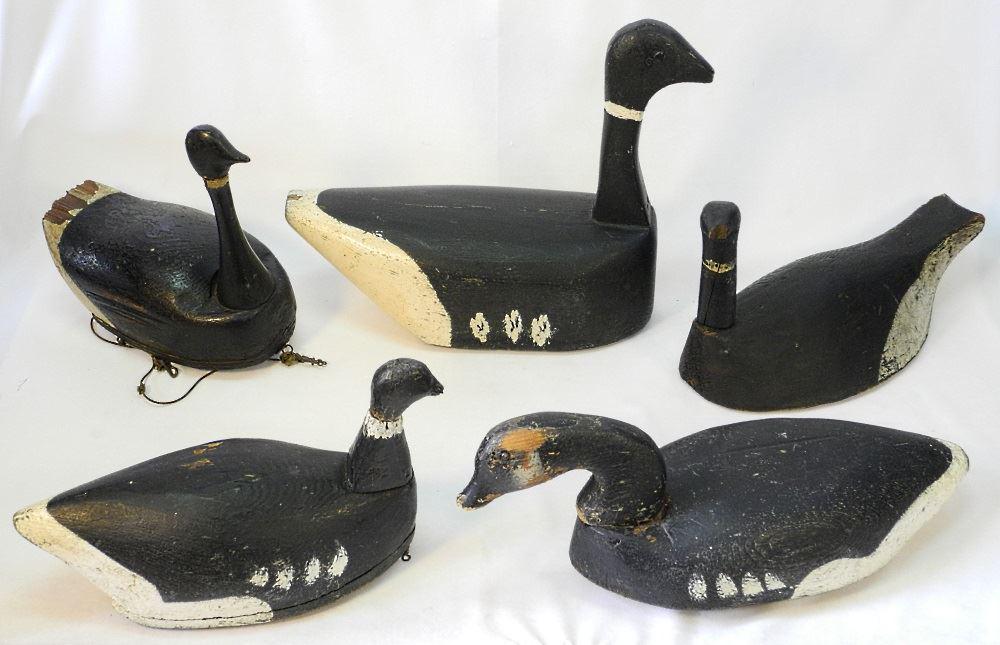 5 Canada Geese working Decoys, 13" - 19" length, as (1 of 9)