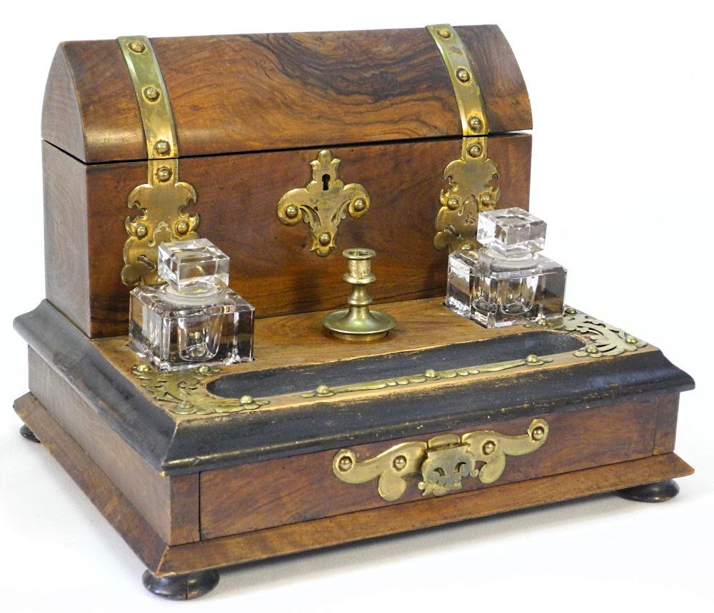 Victorian burr walnut writing box purportedly given by (1 of 9)