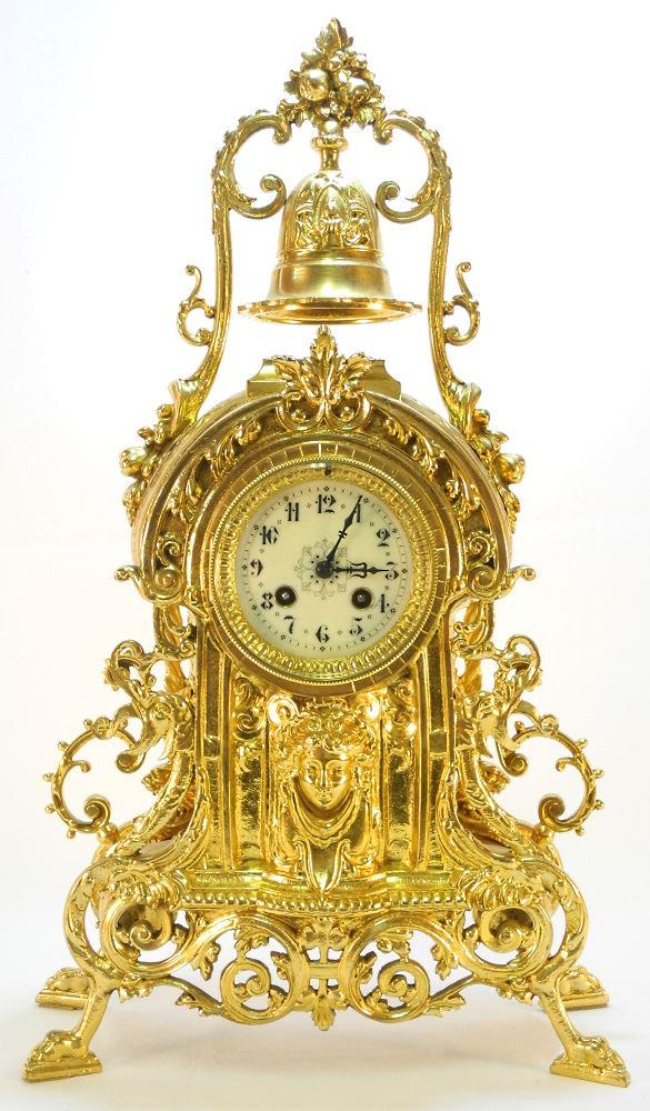 Louis XVI Gilt Metal Clock Includes Key & Pendulum, 21 (1 of 10)
