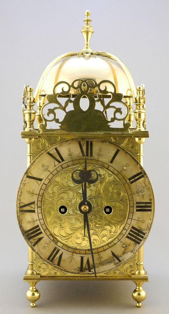 Antique English Brass Lantern Clock, unmarked, 14" (1 of 6)
