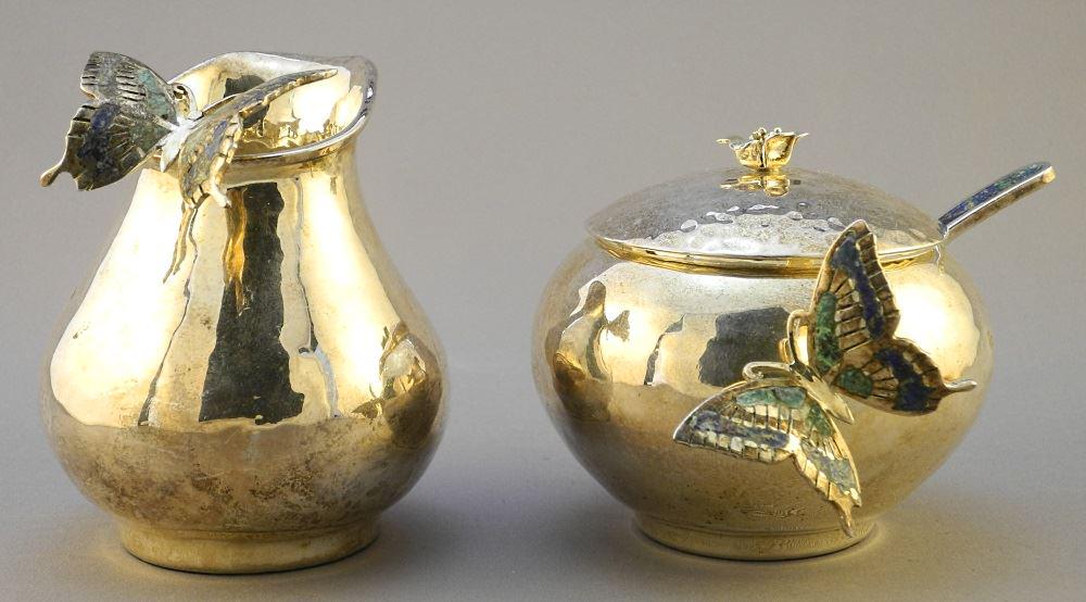 Los Castillo Silver Lapis & Malachite Cream, Sugar & (1 of 8)