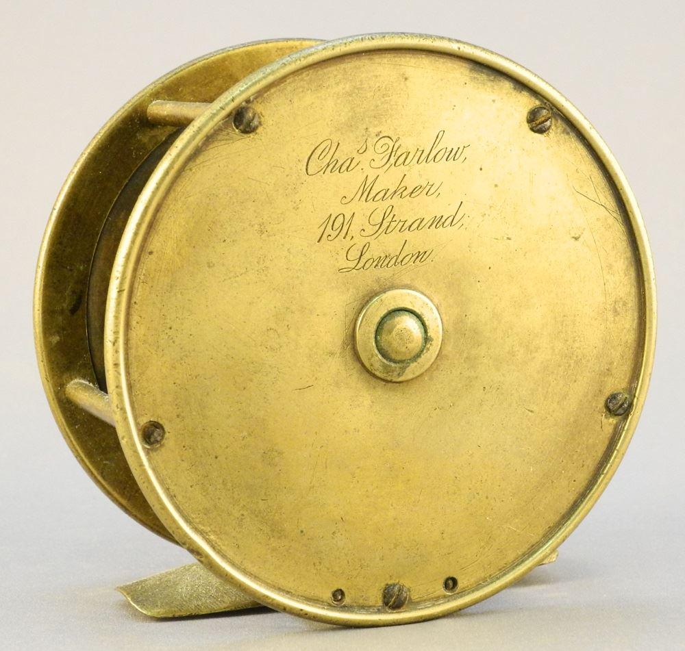 19th Century Brass Reel signed Chas Farlow Maker-191 (1 of 8)