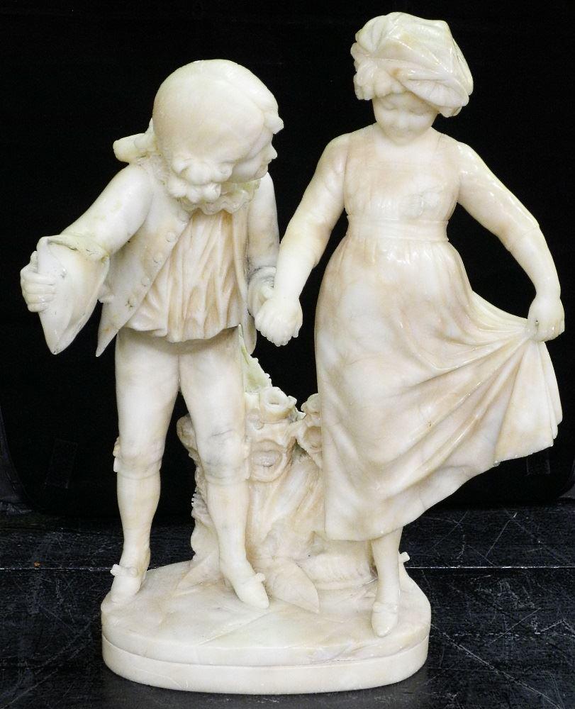 19th C. alabaster Statue signed P.C.E. Fiaschi, 18" (1 of 11)