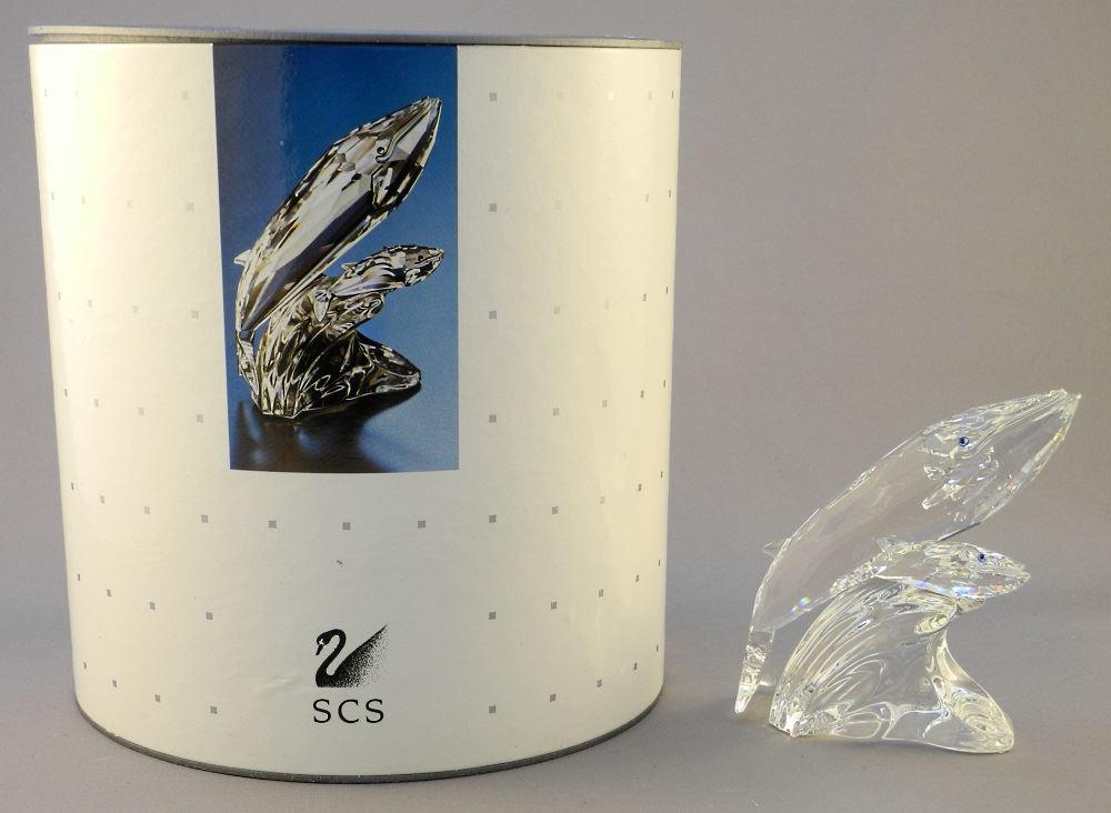 Swarovski Collectable Breaching Whales, 4" high. (1 of 3)