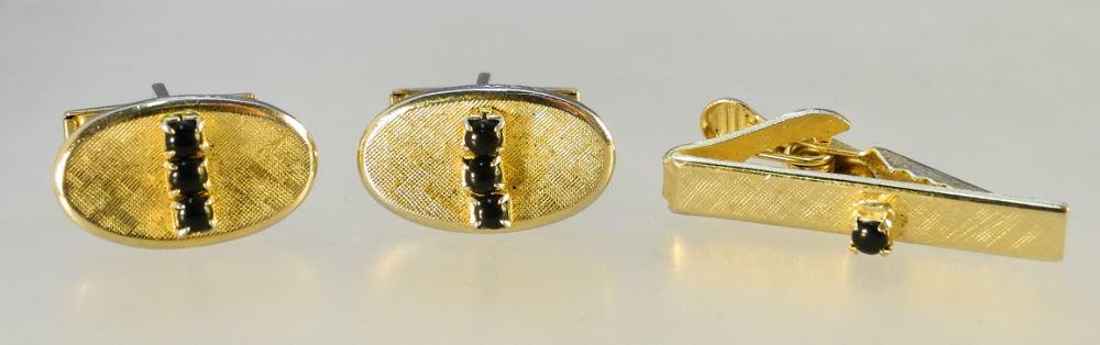Cufflink & Tie Bar Set, Black Onyx. (1 of 3)