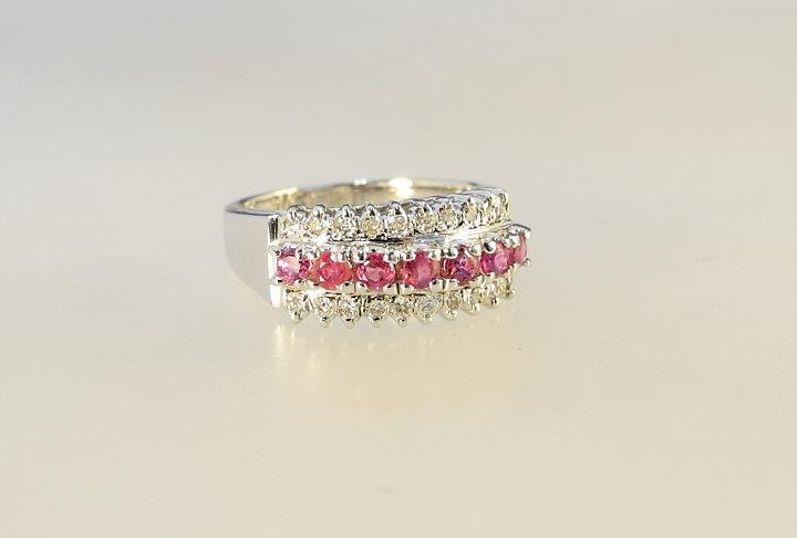 Chinese 9Ct White Gold Ruby & Diamond Ring. (1 of 5)