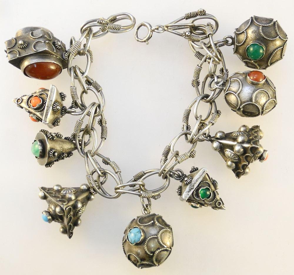 Italian .800 Silver Etruscan Revival Charm Bracelet, 50 (1 of 1)