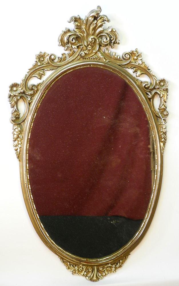 Louis XV Oval Gilt Framed Mirror, 33" high. (1 of 1)