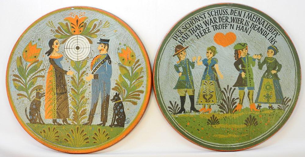 2 Bavarian Shooting Targets, 19 1/4" diameter.: 2 Bavarian Shooting Targets, 19 1/4" diameter.