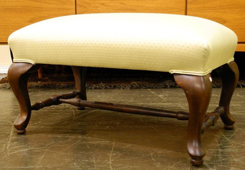 Queen Anne Style Pear Trestle Footstool.: Queen Anne Style Pear Trestle Footstool.