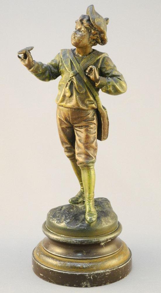 19th Century Spelter Figure of a Smoking Boy, signed (1 of 4)