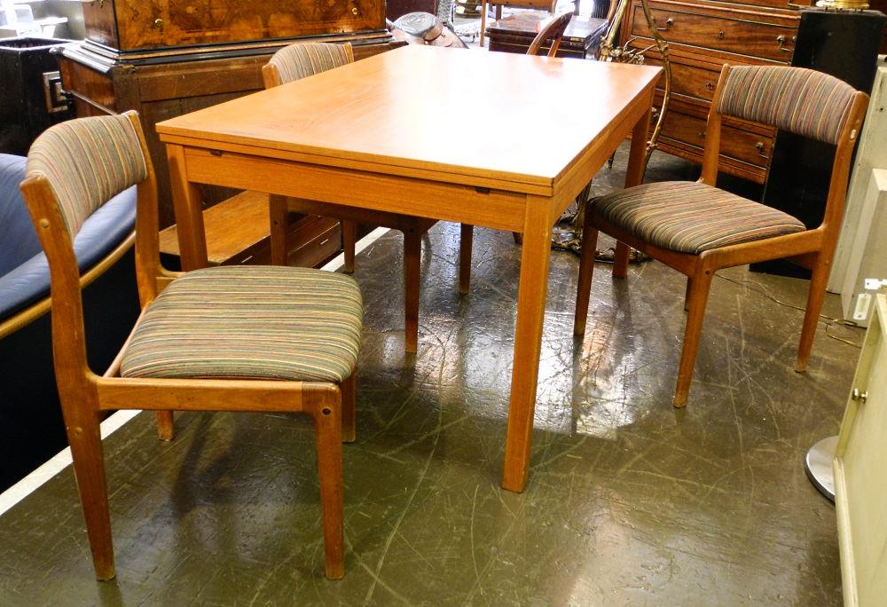 Danish teak style dining table and three chairs. (1 of 3)