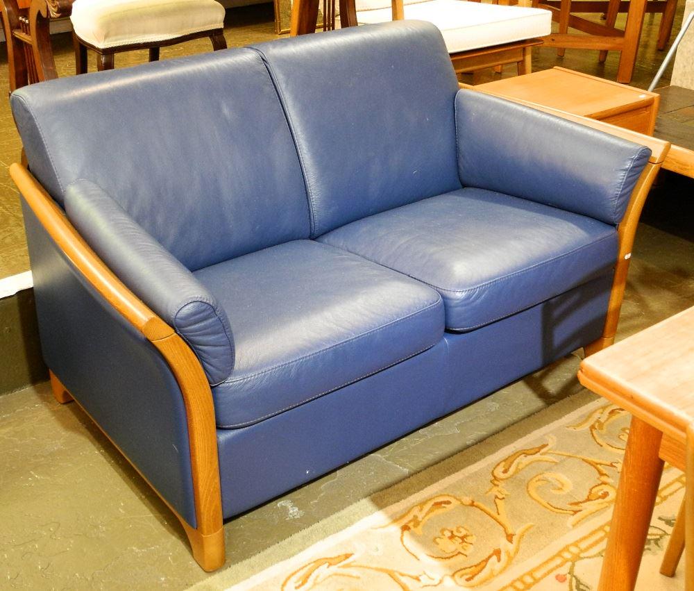 Ekornes Blue Loveseat, 56" wide. (1 of 1)
