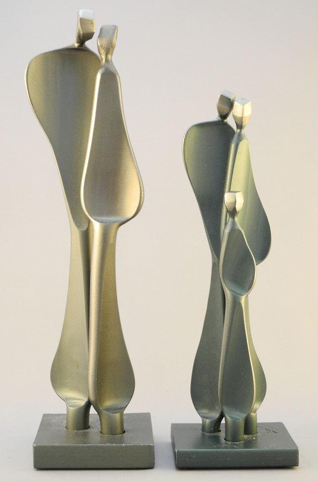 2 Steel Sculptures by Richard Kramer, 12" & 9 3/4": 2 Steel Sculptures by Richard Kramer, 12" & 9 3/4" high.