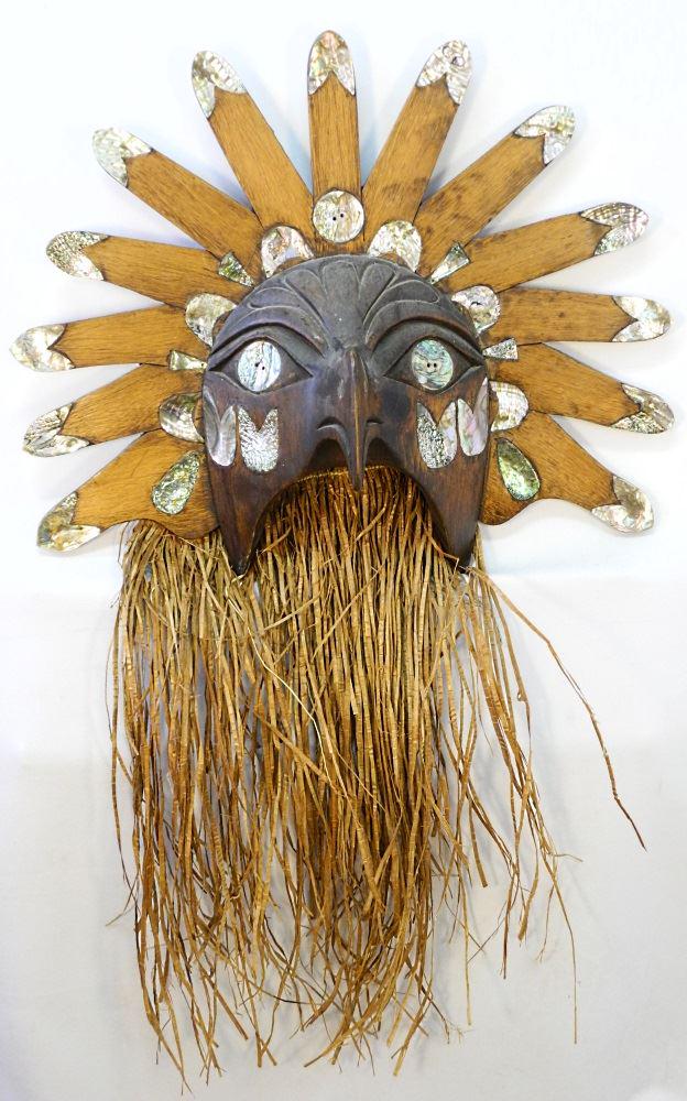 North West Coast "Hawk" Mask with Abalone & Cedar (1 of 2)