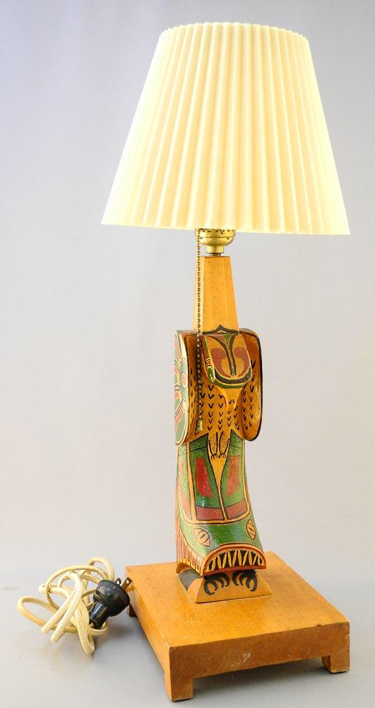 Northwest Coast Style Table Lamp, Signed Angus (1 of 5)