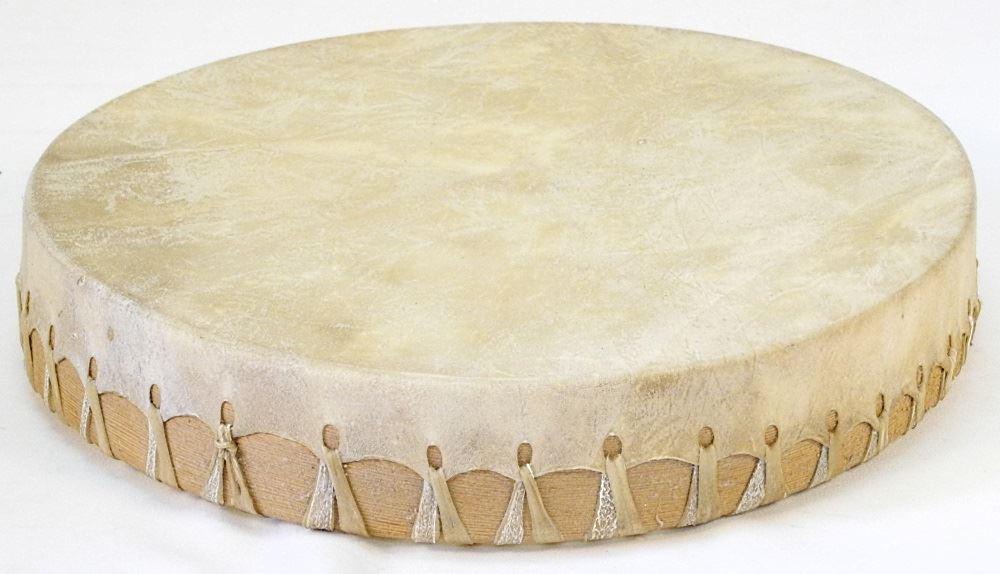 Hide Drum on Wood Frame with Sinew Lashing, 16 1/4" (1 of 3)
