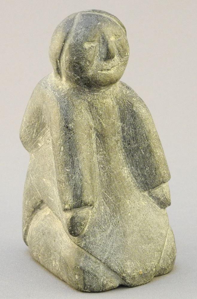 Inuit Stone Figure of a Kneeling Woman, signed (1 of 5)