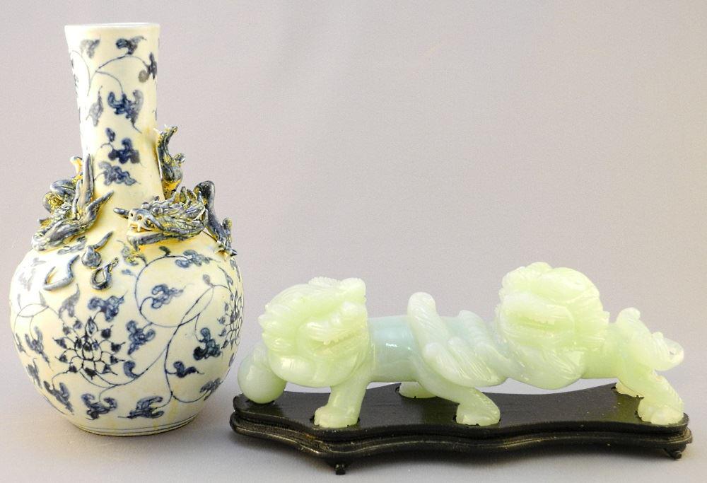 Xiu Jade Carving Chilung on Stand (9" length) and a (1 of 6)
