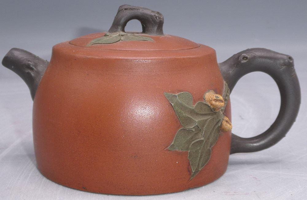 "Peanut Branch" Two Colour Purple Clay Teapot, Stamped (1 of 4)