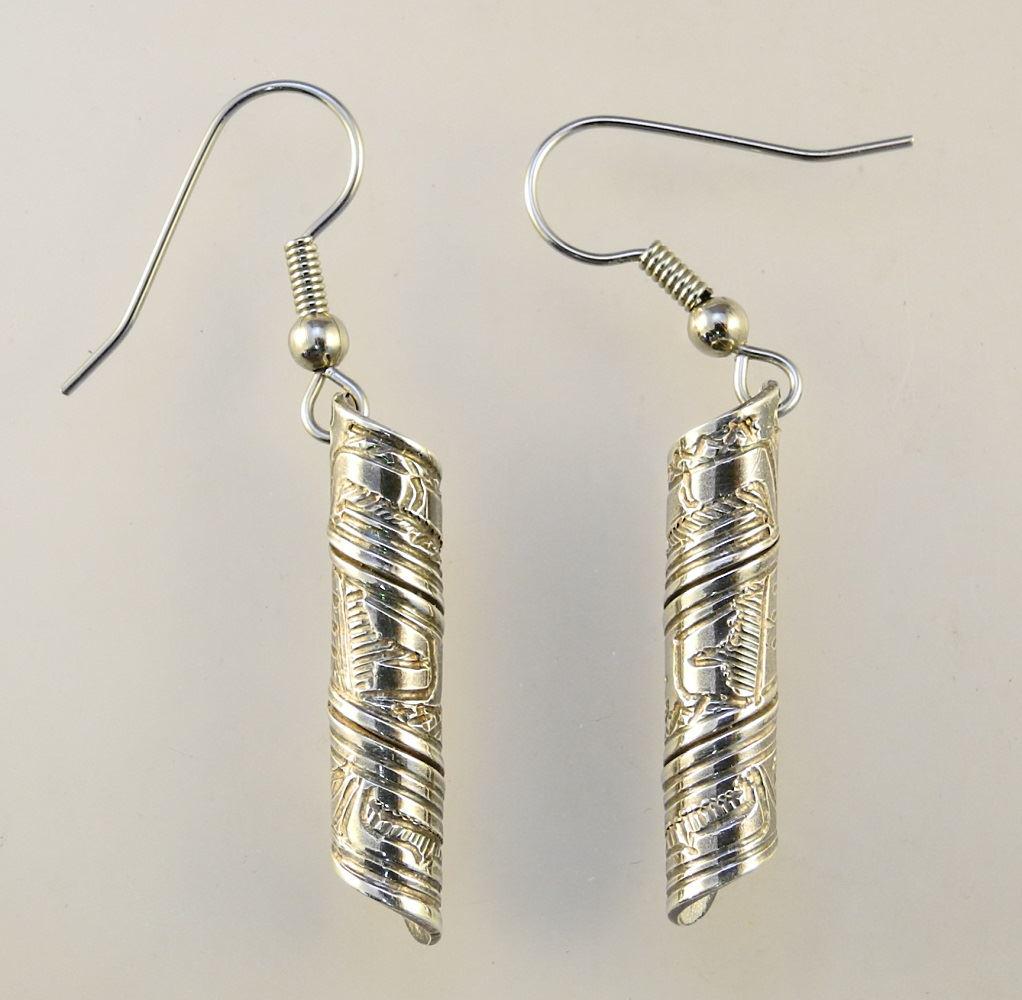 Pair of Salish Silver Earrings Monogrammed JP (Jeff: Pair of Salish Silver Earrings Monogrammed JP (Jeff Pat), 1" high.