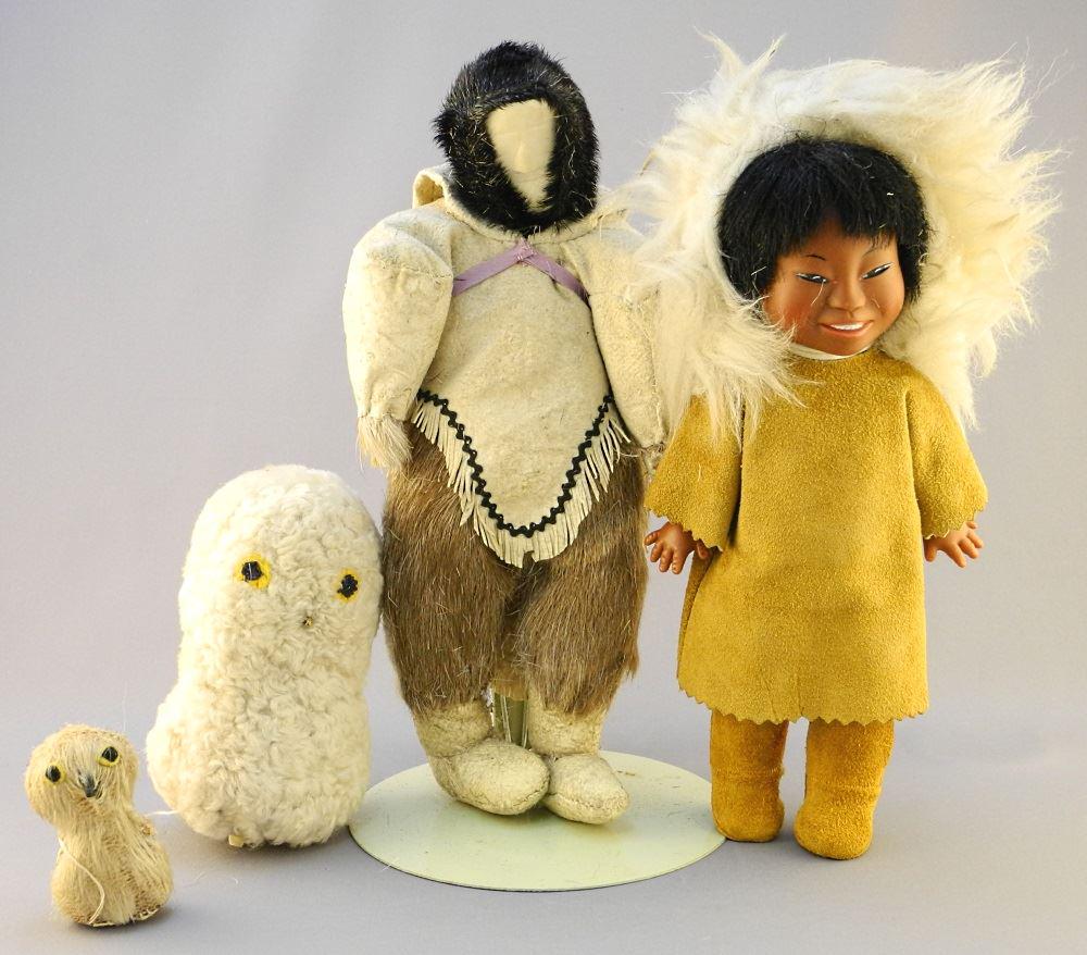 Old Inuit Sealskin & Hide Doll (11 1/2") with Vinyl (1 of 5)