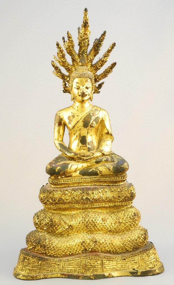 Gilt bronze votive figure, two sections , 11 1/2" high. (1 of 10)