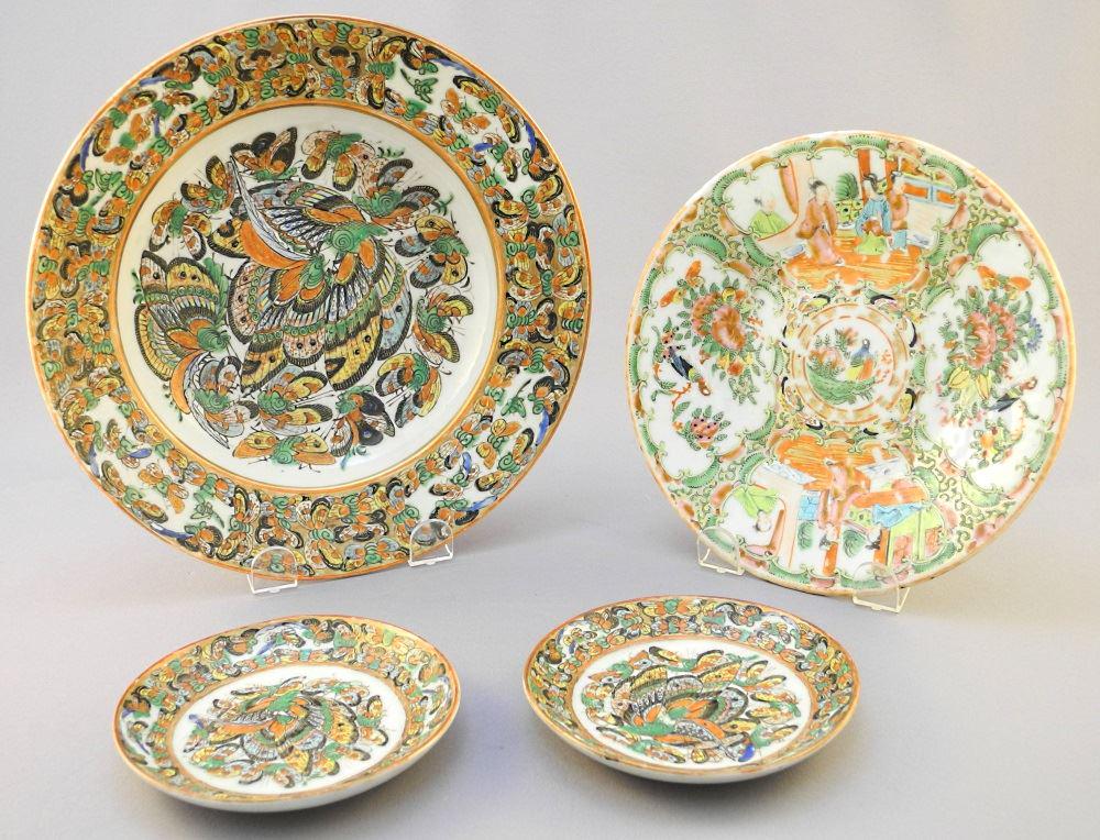 4 Chinese Export Enamelled Dishes, 4 1/4" - 8 3/8" (1 of 8)