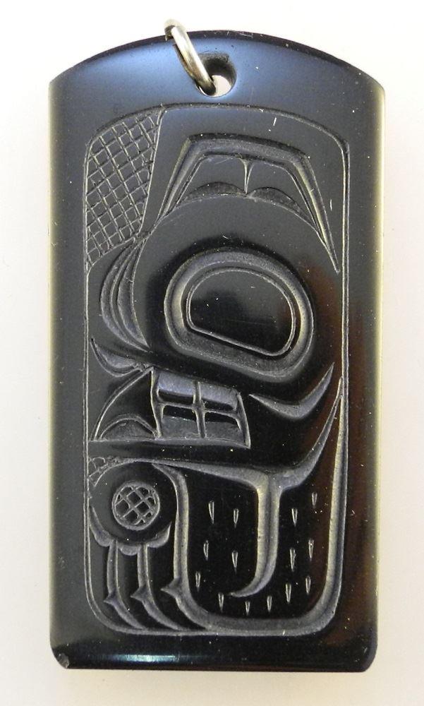 Haida Carved Argillite Pendant Signed Denny Dixon, (1 of 5)