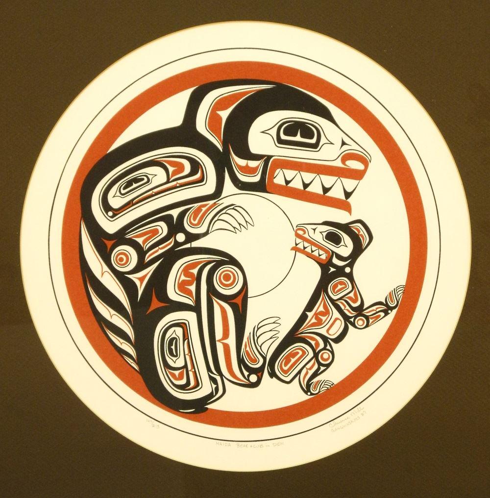 Serigraph "Haida Bear & Cub in Den", #149/213 Signed (1 of 3)