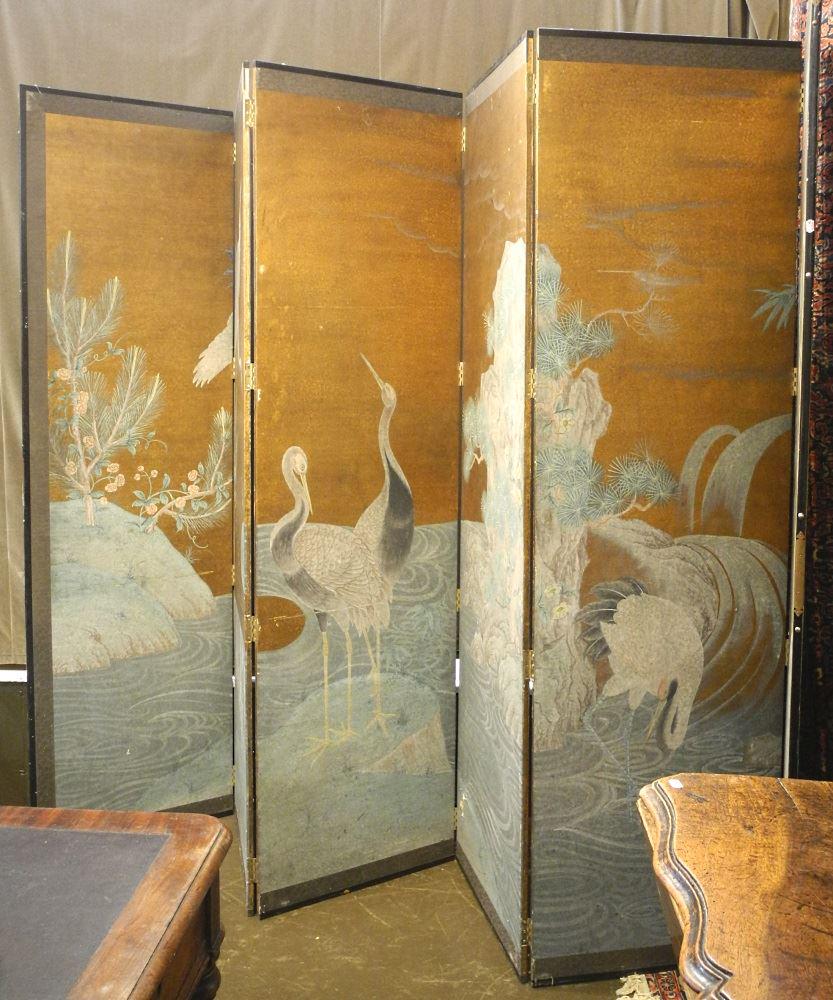 Handpainted 6 Panel Screen, all panels 7' x 12'. (1 of 6)
