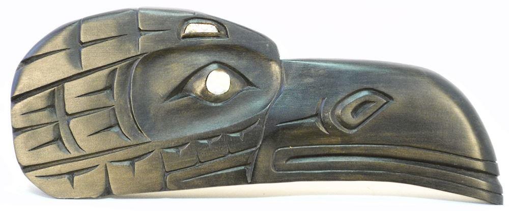 Nuu-Chah-Nulth Cedar "Raven" Plaque, Signed Hipolite: Nuu-Chah-Nulth Cedar "Raven" Plaque, Signed Hipolite Williams, 22" wide.